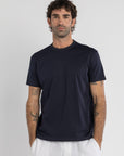 Navy Mercerised Cotton T-Shirt
