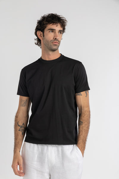 Black Mercerised Cotton T-Shirt