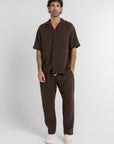 Brown Linen Crinkle Cuban Shirt