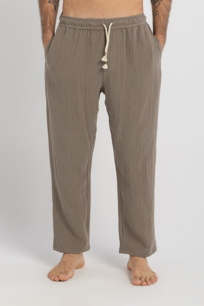 Olive Linen Crinkle Pants
