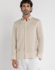 Men's Beige Linen Shirt
