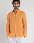 Men's Orange Linen Shirt