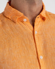 Men's Orange Linen Shirt