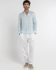 Men's Sky Blue Linen Shirt