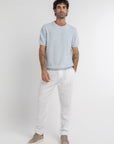 Sky Blue Knitted Two Tone T-Shirt