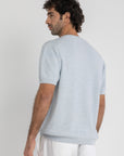 Sky Blue Knitted Two Tone T-Shirt