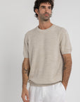 Beige Knitted Two Tone T-Shirt