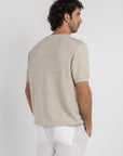 Beige Knitted Two Tone T-Shirt
