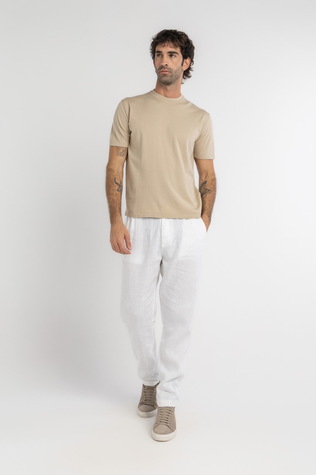 Beige Knitted T-Shirt – Kai Collections