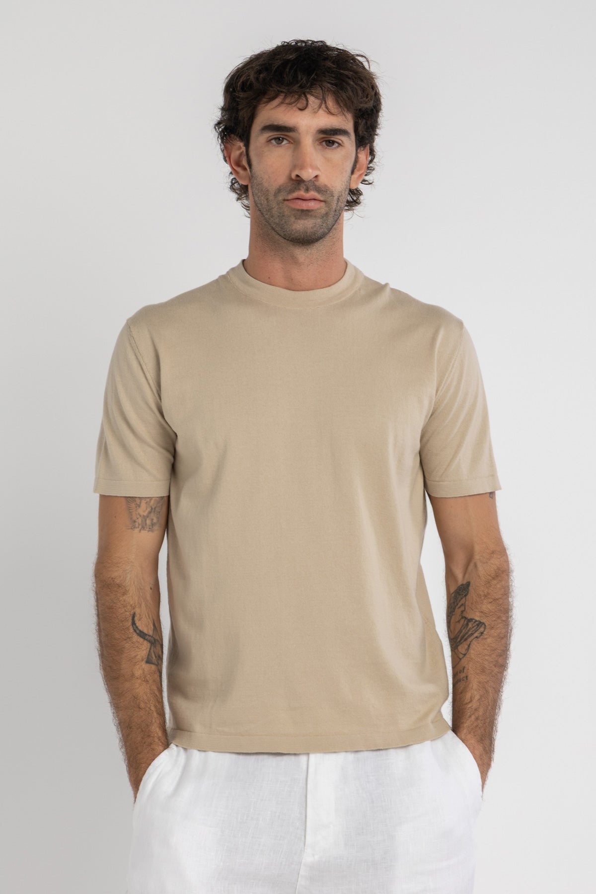 Beige Knitted T-Shirt