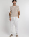 Beige Crochet Knit Polo