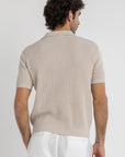 Beige Crochet Knit Polo