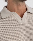 Beige Crochet Knit Polo