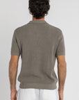 Olive Crochet Knit Polo