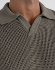 Olive Crochet Knit Polo