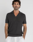 Charcoal Heavy Knit Polo