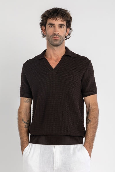 Brown Heavy Knit Polo