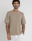 Beige Crochet Knit T-Shirt
