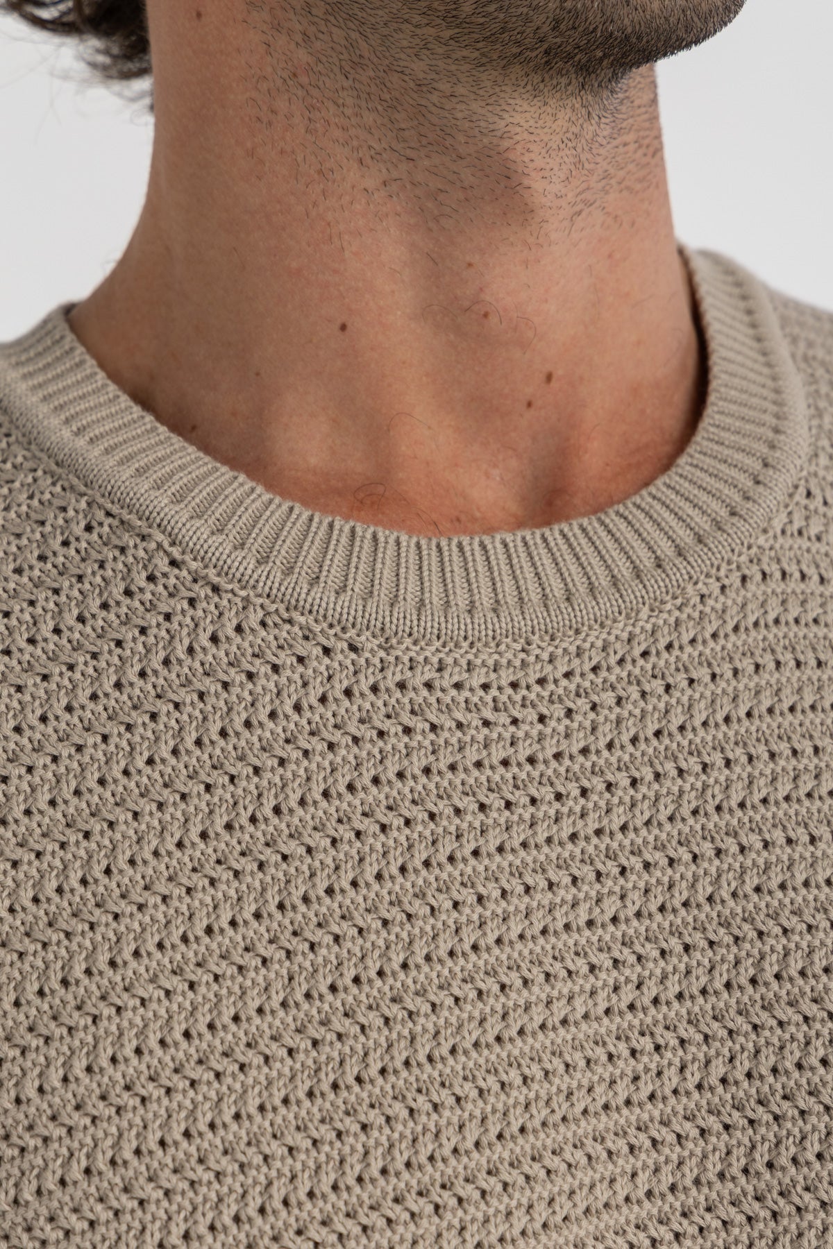 Beige Crochet Knit T-Shirt – Kai Collections