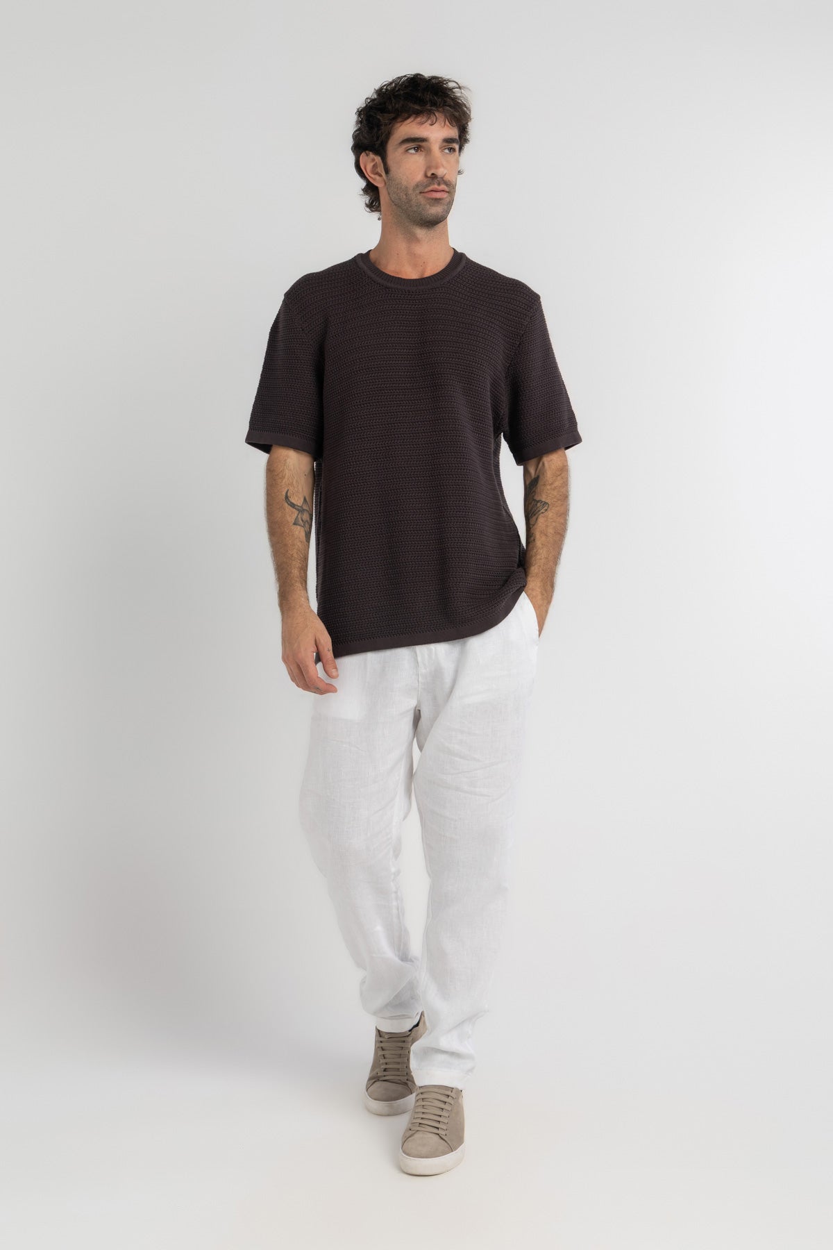 Brown Crochet T-Shirt