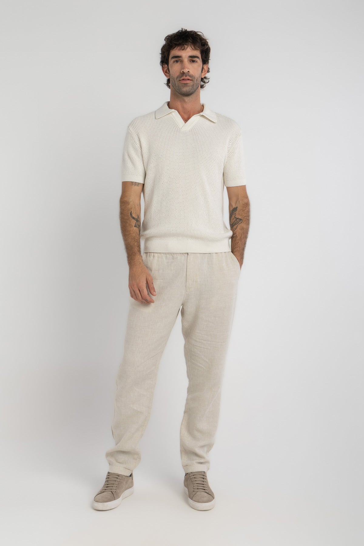下*幸様  KNITTED CROCHET POLOオフホワイト Off-White Crochet Knit Polo – Kai Collections