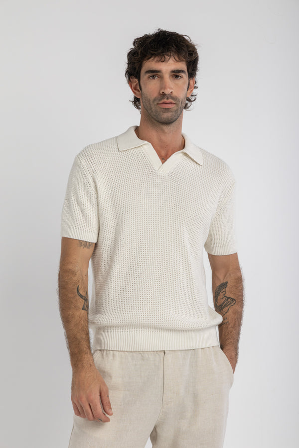 Off-White Crochet Knit Polo
