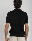 Black Crochet Knit Polo