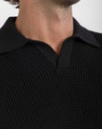 Black Crochet Knit Polo