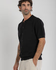 Black Knit Button Up Shirt