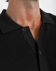 Black Knit Button Up Shirt