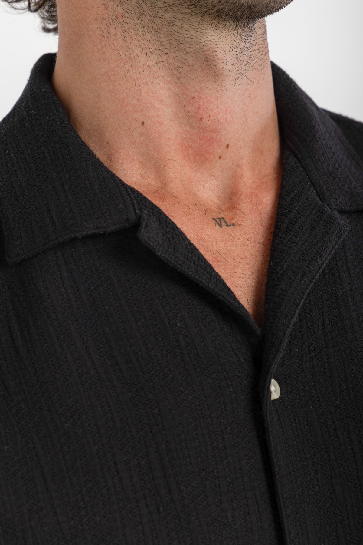 Black Jaquard Cuban Shirt