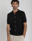 Black Crochet Button Up Shirt