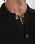 Black Crochet Button Up Shirt