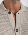Beige Crochet Button Up Shirt
