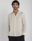 White Pin Stripe Linen Shirt