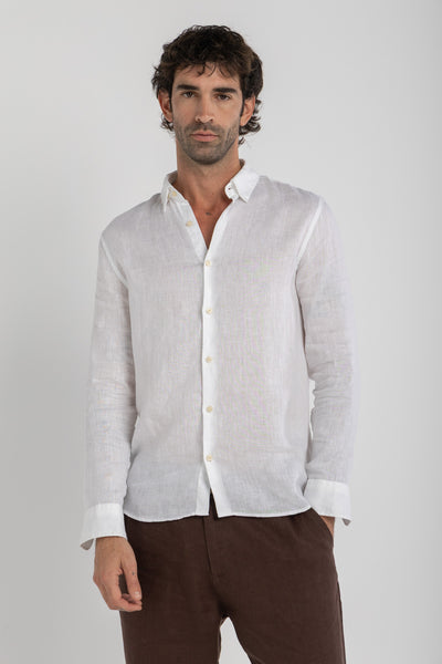 Men's White Linen Shirt