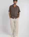 Taupe Tencel Cuban Shirt