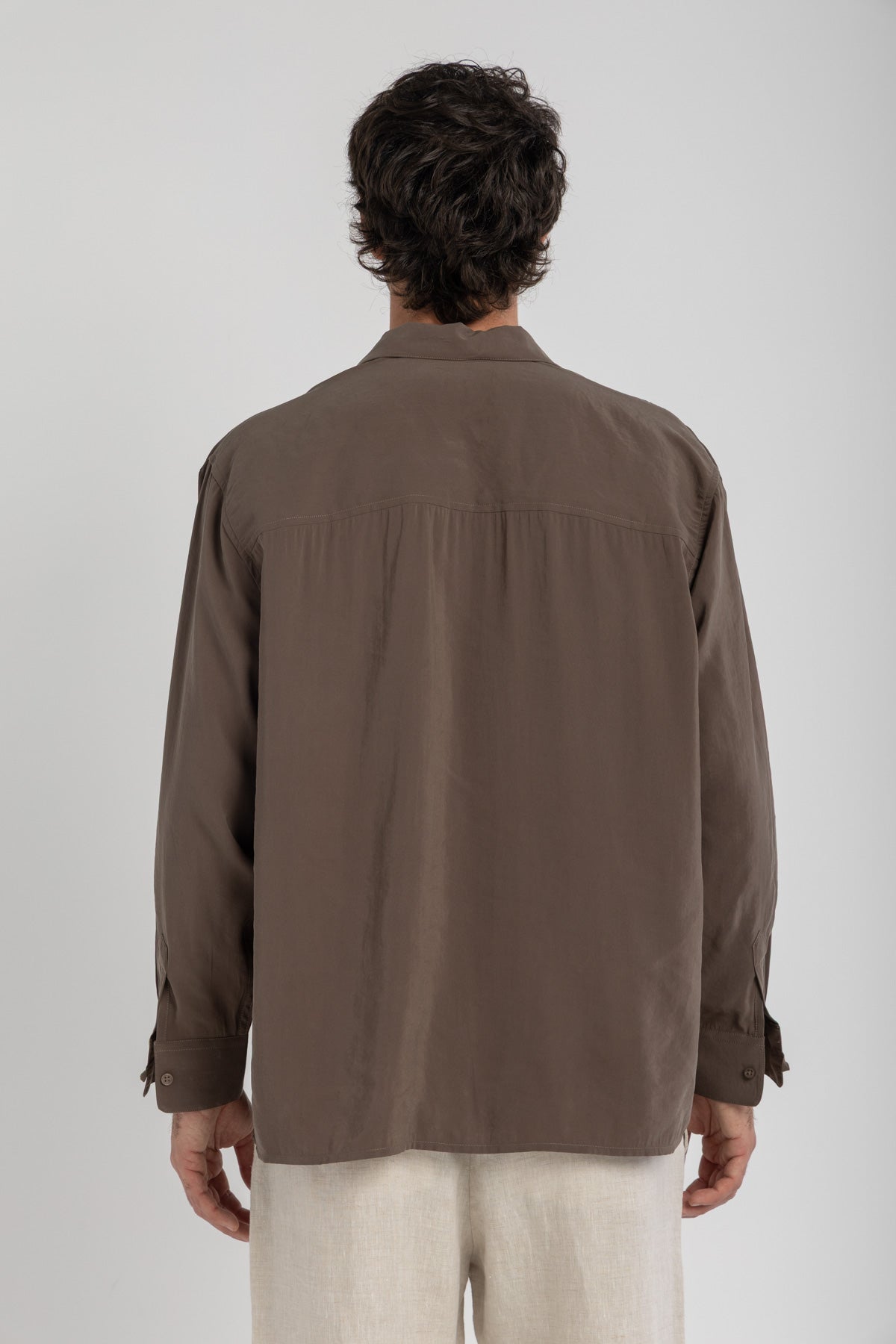 Taupe Tencel Long Sleeve Shirt