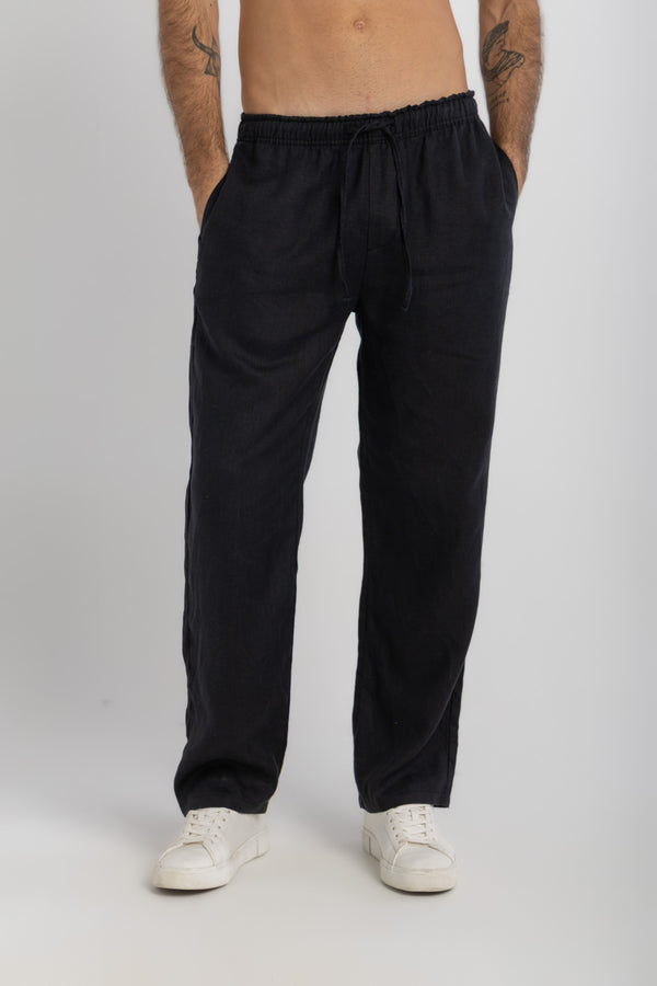 Black Wide Leg Linen Pants