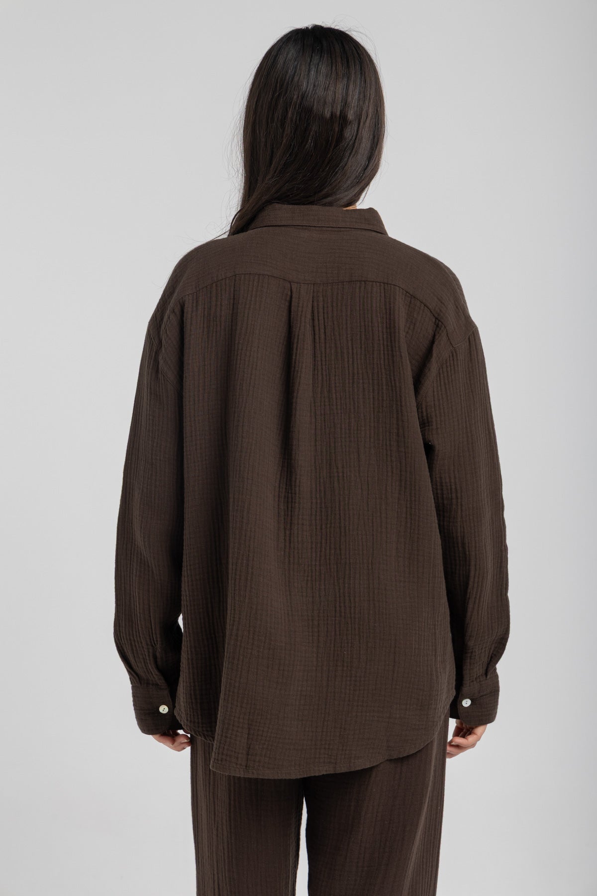 Women's Brown Linen Crinkle Shirt