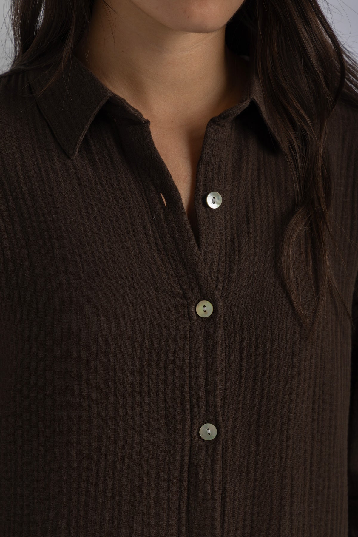 Women's Brown Linen Crinkle Shirt