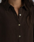 Women's Brown Linen Crinkle Shirt