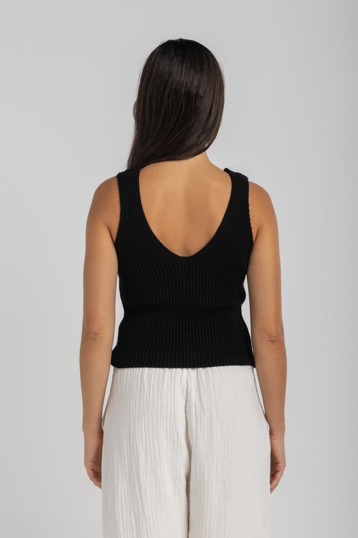 Black Knit Flower Top
