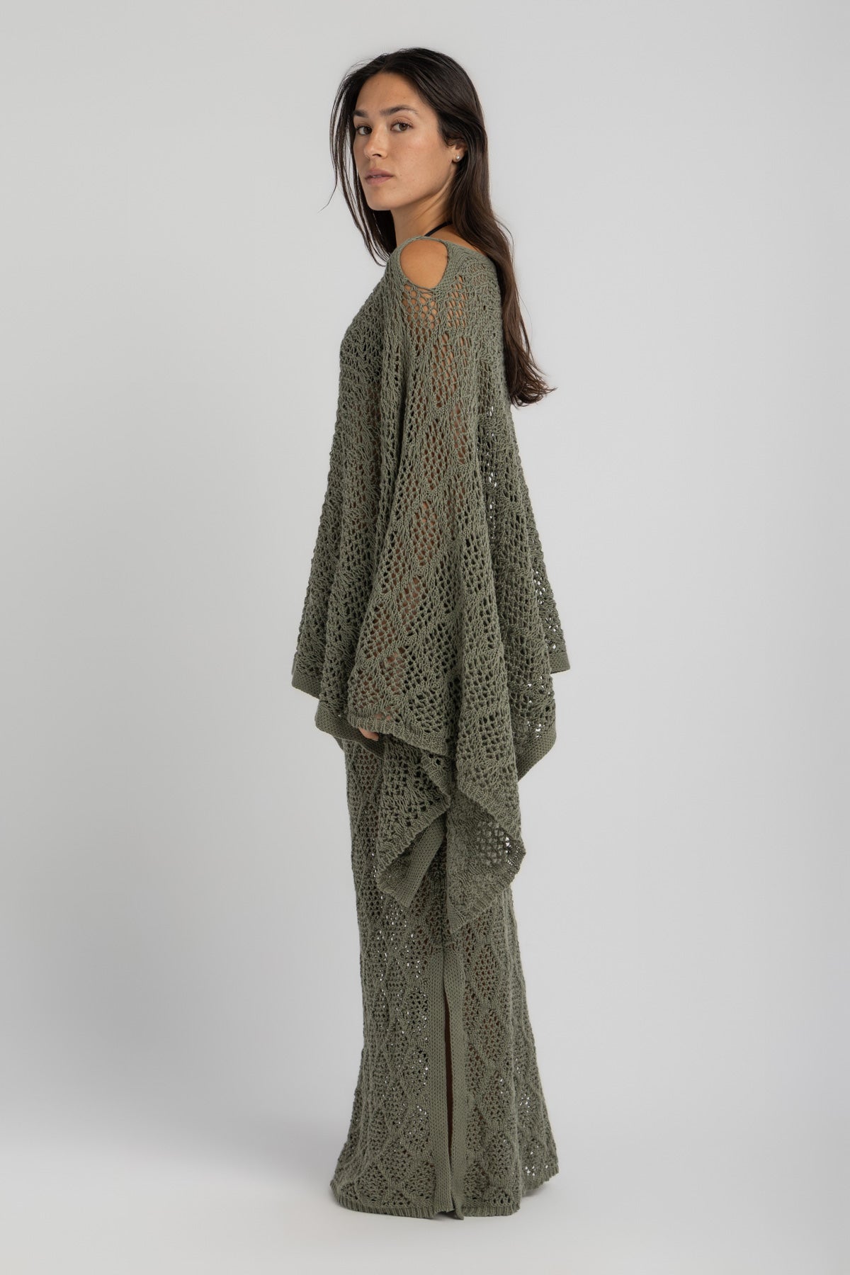 Women's Olive Crochet Skirt