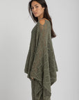 Women's Olive Crochet Poncho