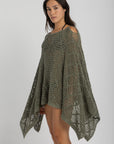 Women's Olive Crochet Poncho