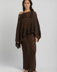 Women's Brown Crochet Poncho