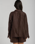 women`s dark mocha linen shirt