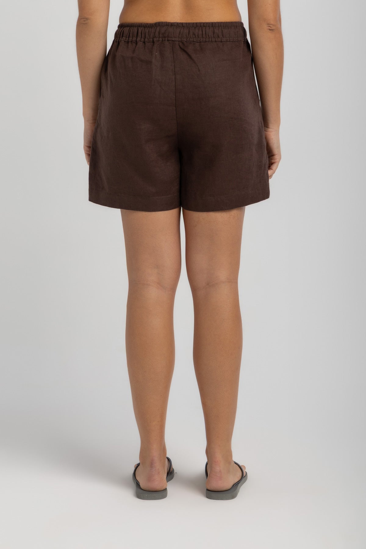 Women's Dark Mocha Linen Shorts