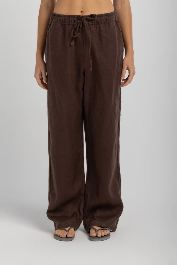 Women's Dark Mocha Linen Pants